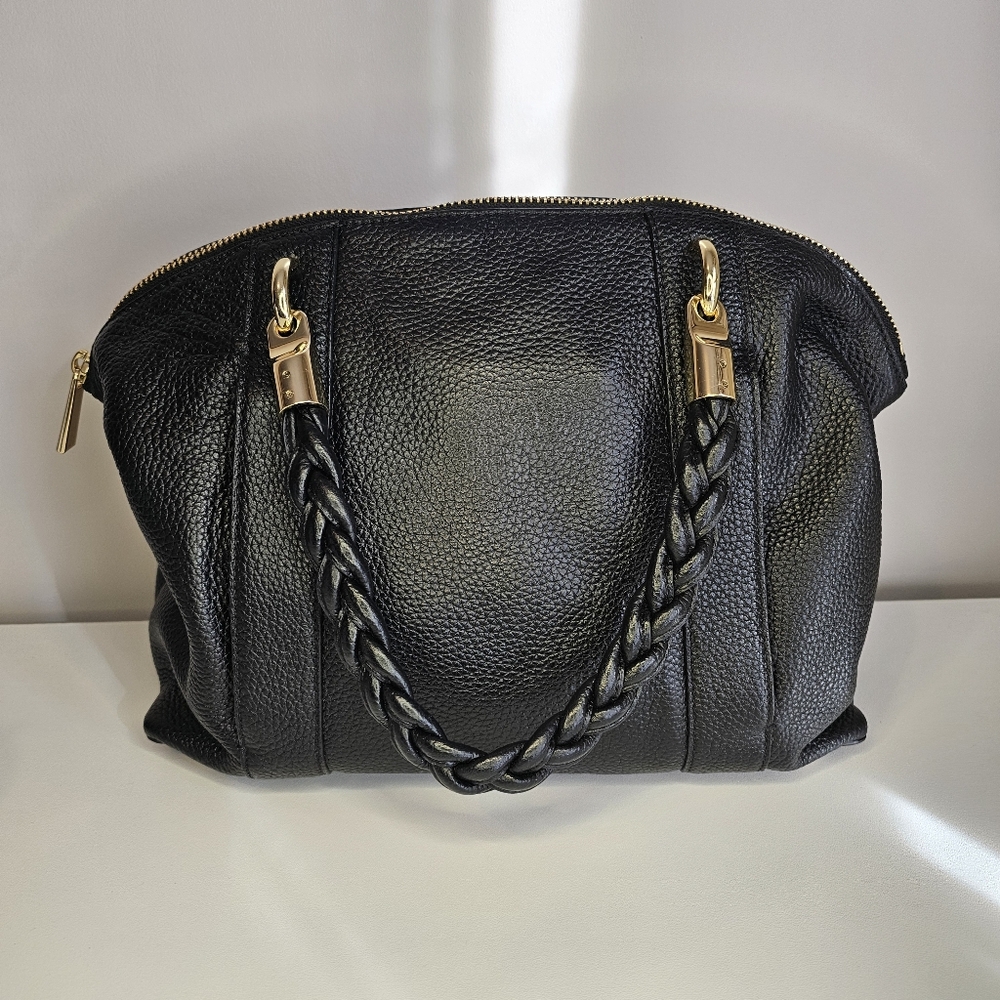 Michael Kors Black Leather Shoulder Bag with Gold Hardware